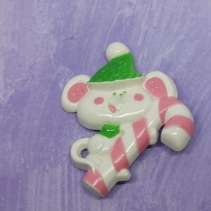 👍5 For $20-70s VTG Avon Pin - Lickety Stick Candy Cane Mouse